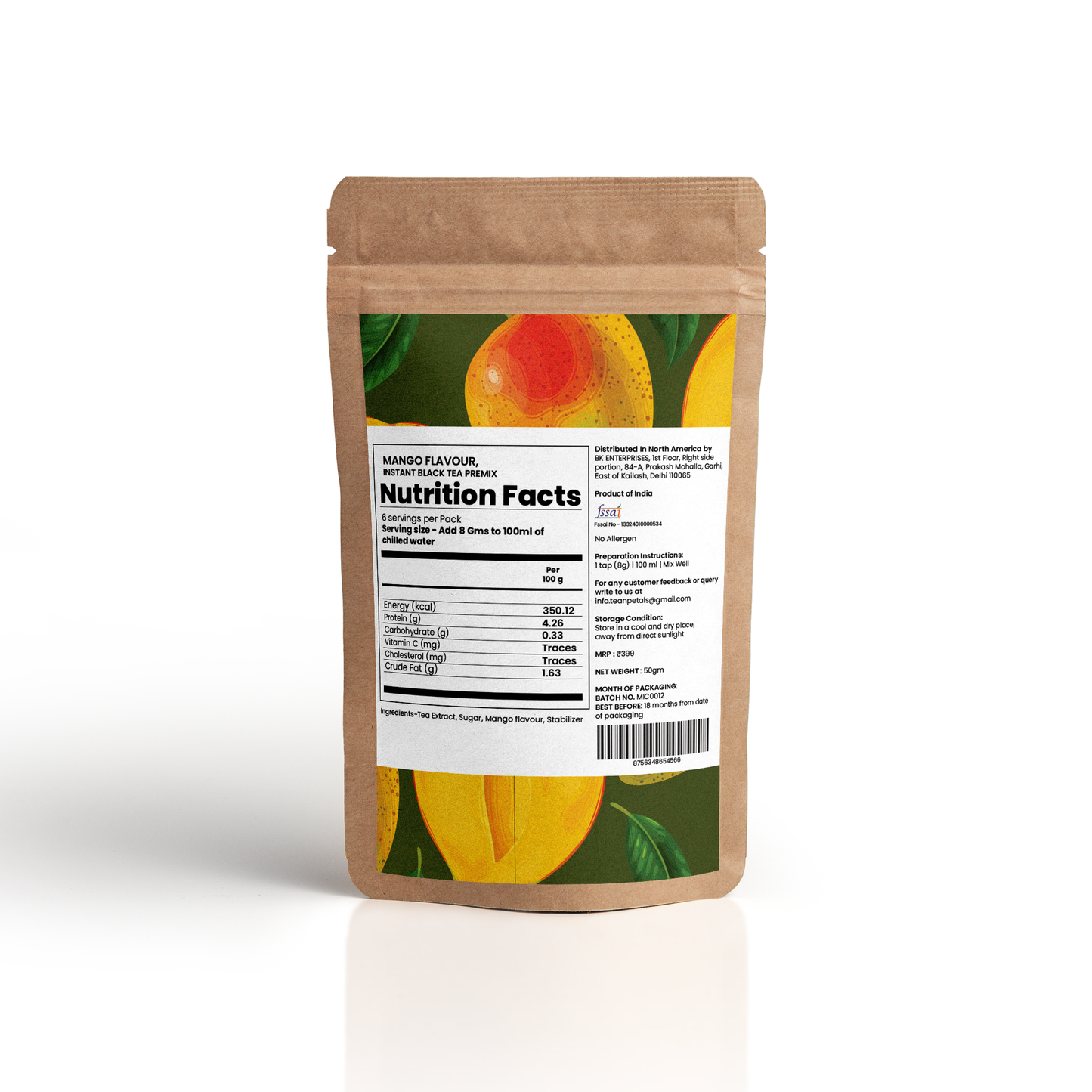 Mango Instant Iced Tea - 50gm | Makes 25 Refreshing Cups