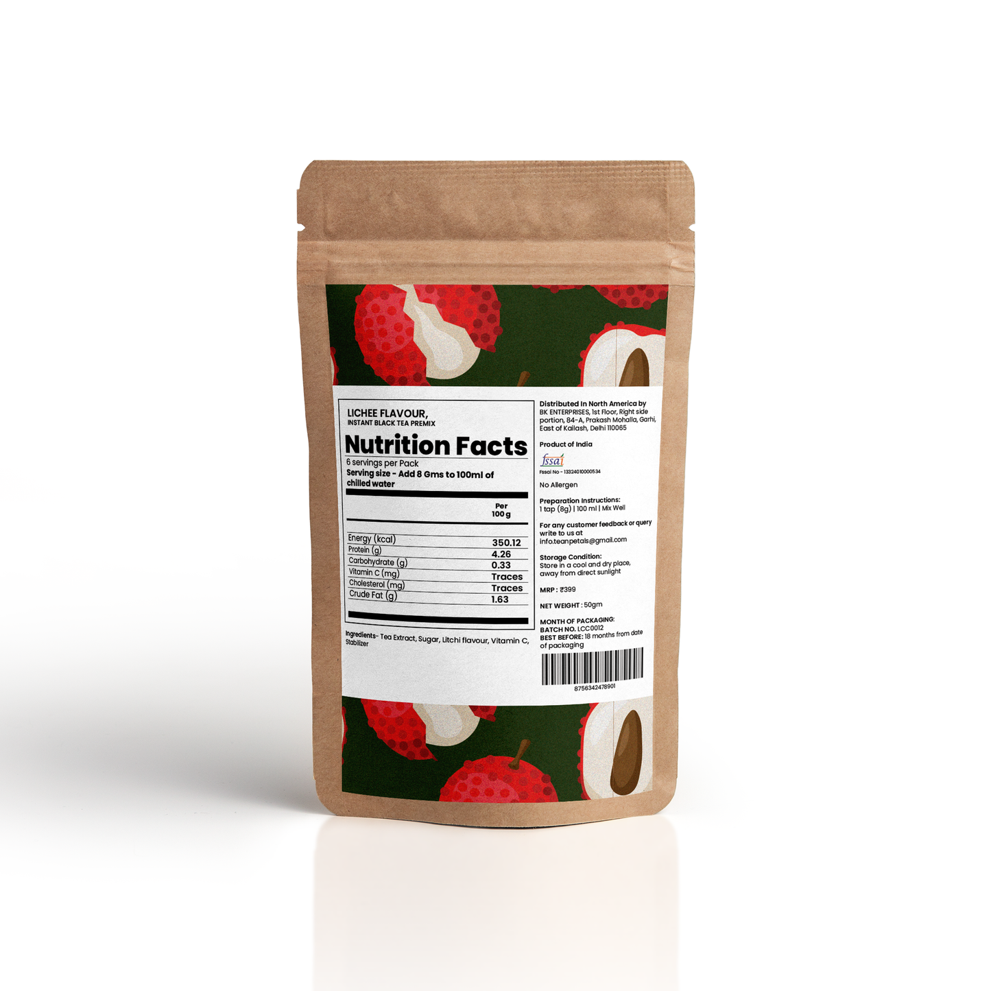 Lychee Instant Iced Tea – 50gm | Makes 25 Refreshing Cups